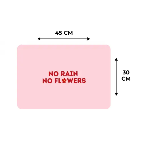 No rain no flowers - Minimalistisch - Roze - Bloem Placemat vinyl groot -specs