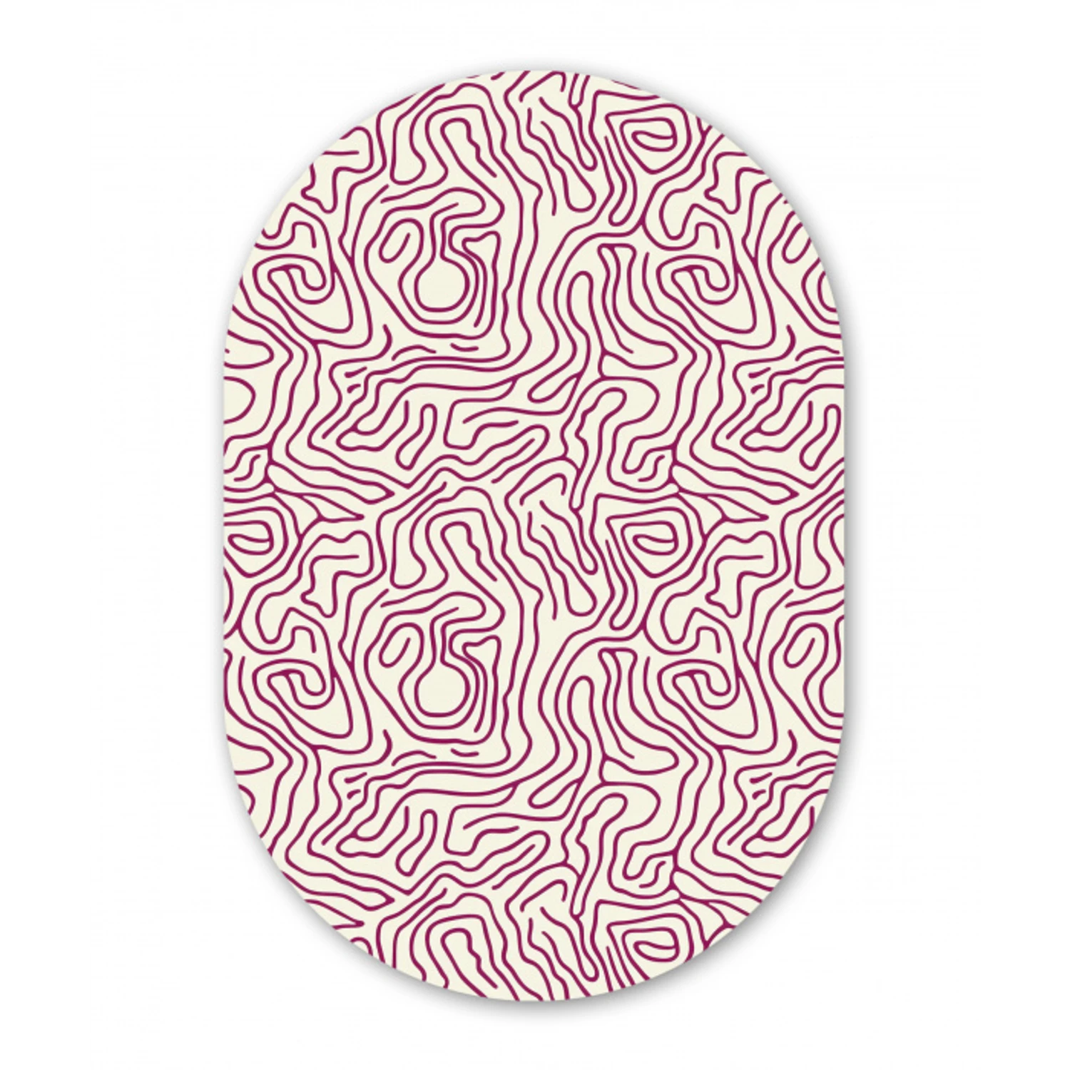 Kronkelende lijn - Magenta - Crème Wandcirkel Ovaal Aluminium middel 839 -3d
