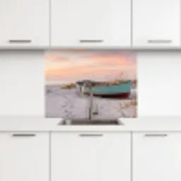 Rustiek - Roeiboot - Zandstrand keuken achterwand 2 middel -3d