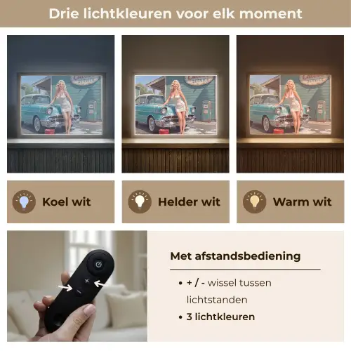 Auto - Vrouw - Groen Light Box met batterij (Wandlamp) middel -USP_lichtkleurNL