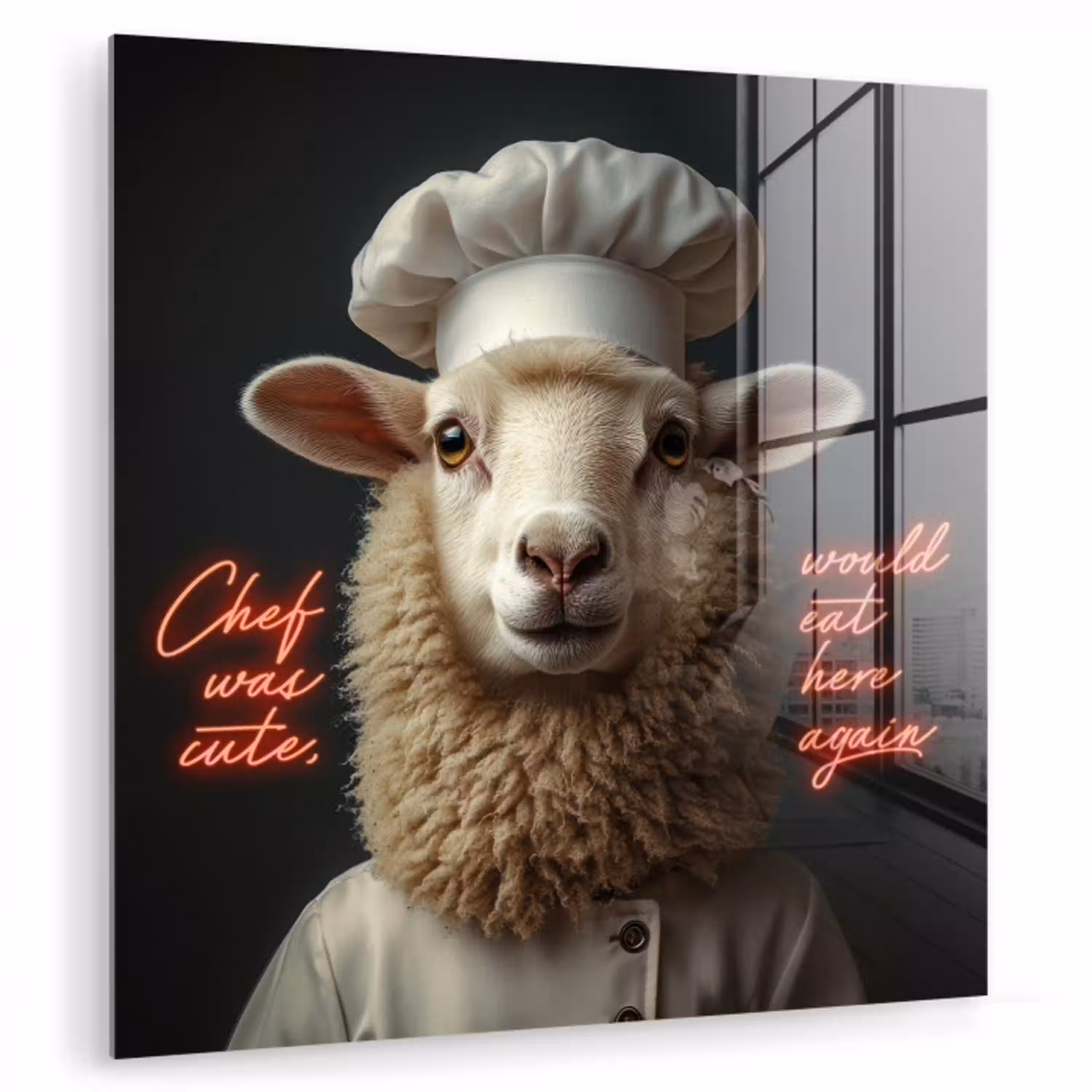 Schaap - Kokskleding - Neon - Quote plexiglas 5mm klein -zzzproduct_nieuw