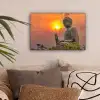 Buddha - Zonsondergang - Boeddha beelden - Planten canvas 2cm klein -sfeer1
