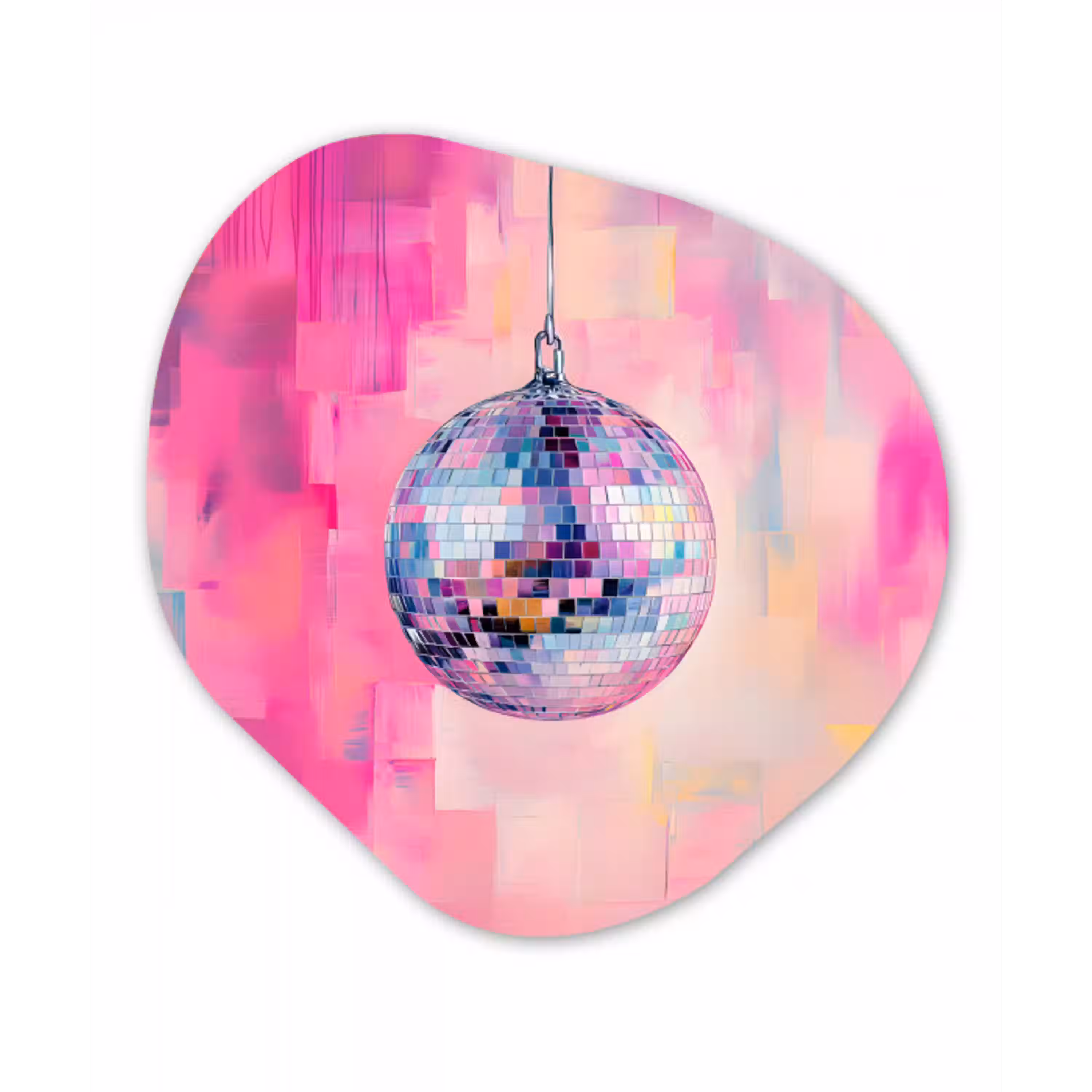 Discobal - Pink - Verf Wandcirkel Organisch Forex 3mm klein -3d