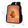 Oranje Pluizig Monster met Hoorns Rugzak - Zwart middel -productfoto_formaten