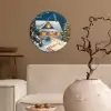 Kerst - Kerstboom - Winter - Huis - Sneeuw Wandcirkel kunststof plaat 5mm dik klein -sfeer1