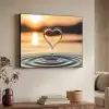 Hart - Water - Zonsondergang - Natuur - Zen Textielframe zwart klein -sfeer3