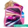 Roze raceauto flitst door neonlicht Kinderrugzak - Roze middel -inhoud_NL