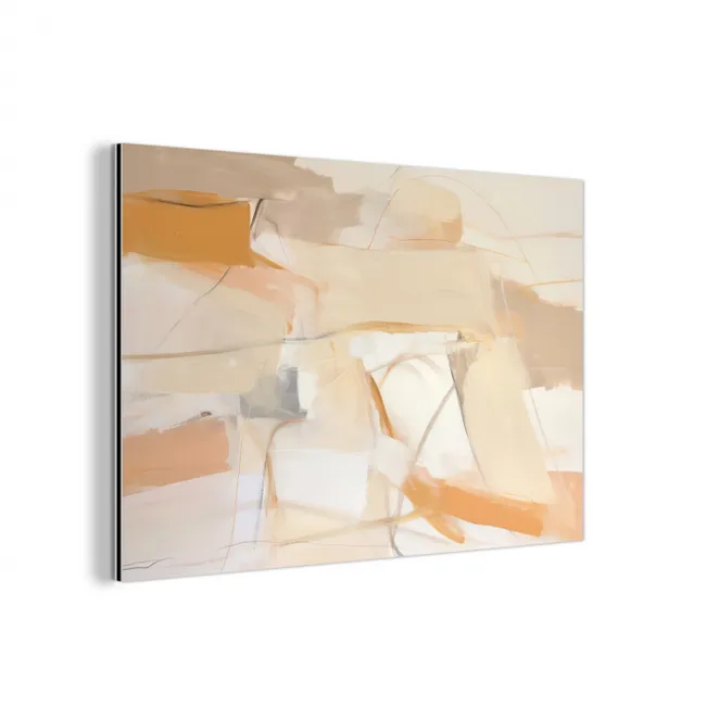 Abstract - Beige - Oranje - Kunst - Modern aluminium wit klein -3d