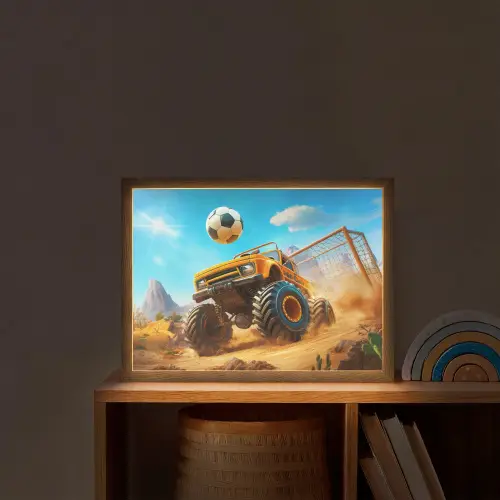 Monstertruck - Voetbal - Woestijn Light Box met batterij (Wandlamp kind) middel -sfeer1_kind
