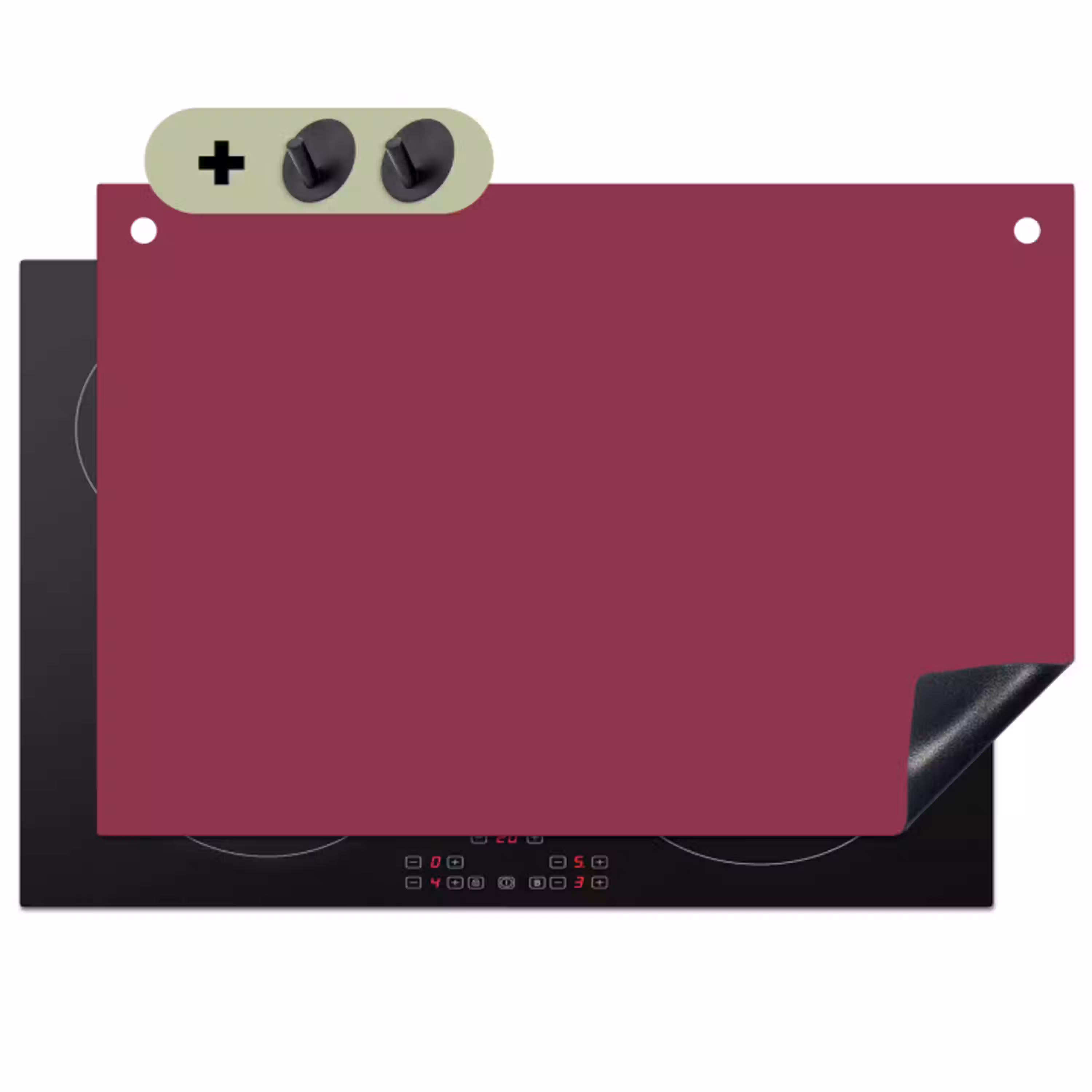 Deep - Rasberry - Rood Inductie beschemer met haakjes klein 777 -3d
