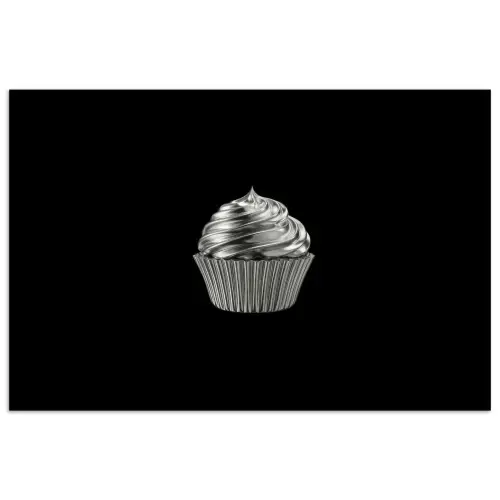 Cupcake - Luxueus - Zilver poster papier klein -3d