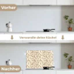Modern - Abstract - Beige keuken achterwand spatscherm klein 900 -voor_na_DE