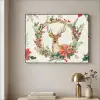 Kerstkrans - Hert - Hulst - Rood Textielframe - compleet frame klein -sfeer2