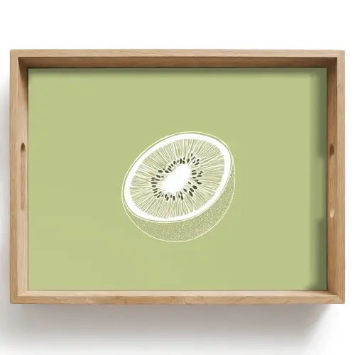 Kiwi - Lijntekening - Minimalistisch - Groen Dienblad Rechthoek middel -z3d_shopping
