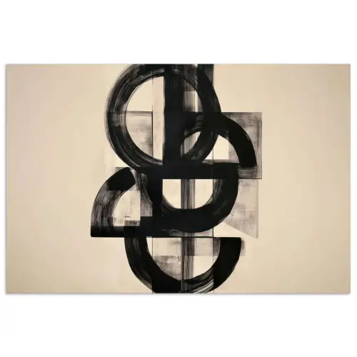 Cirkels - Lijnen - Vormen - Zwart poster papier klein -3d