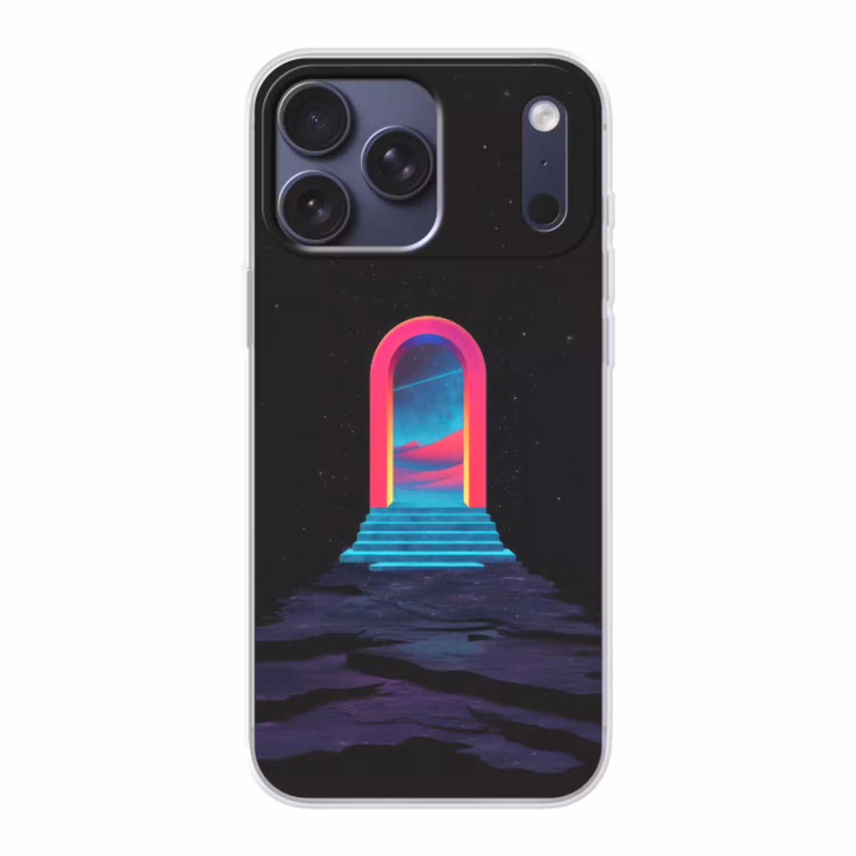 Poortje - Landschap - Sterrenhemel - Roze Telefoonhoesje iPhone 17 Pro Max klein -3d