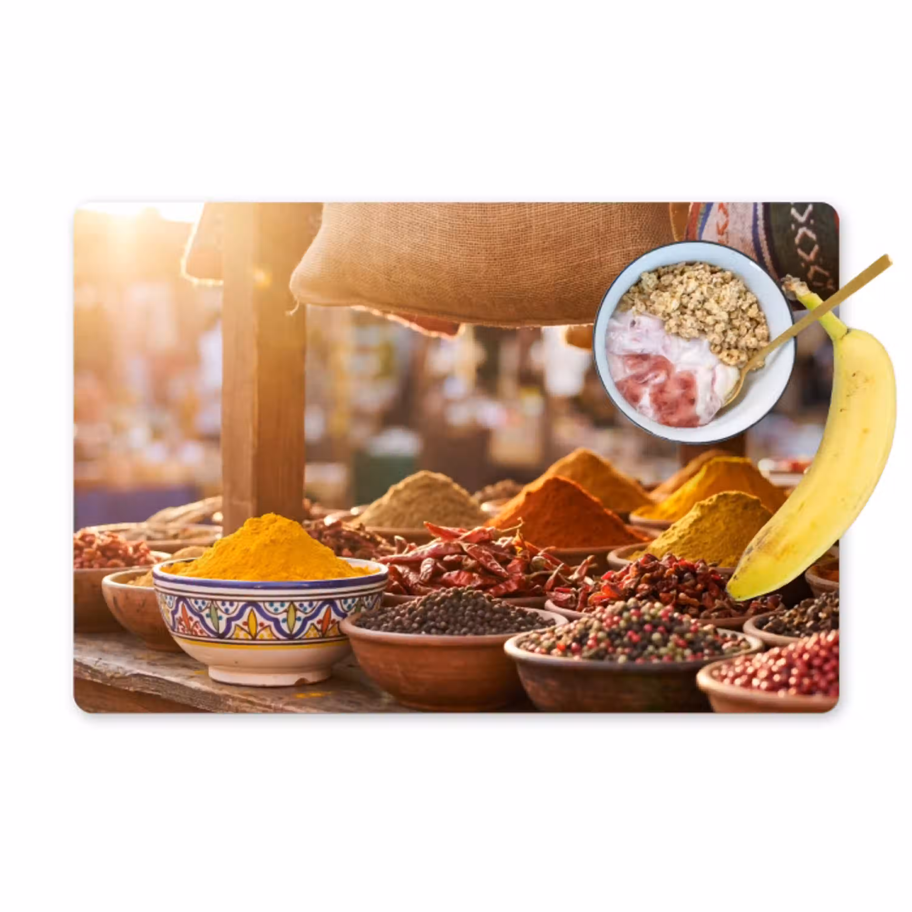 Specerijen - Markt - Kleurrijk Placemat vinyl groot -zzzproduct_Kitchenyeah-website