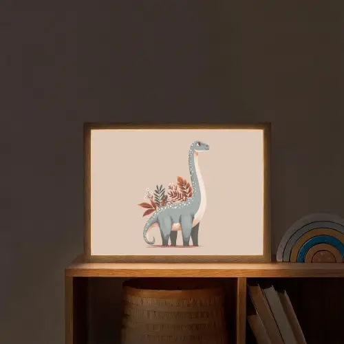 Dinosaurus - Planten - Beige Light Box met batterij (Wandlamp kind) middel -sfeer1_kind