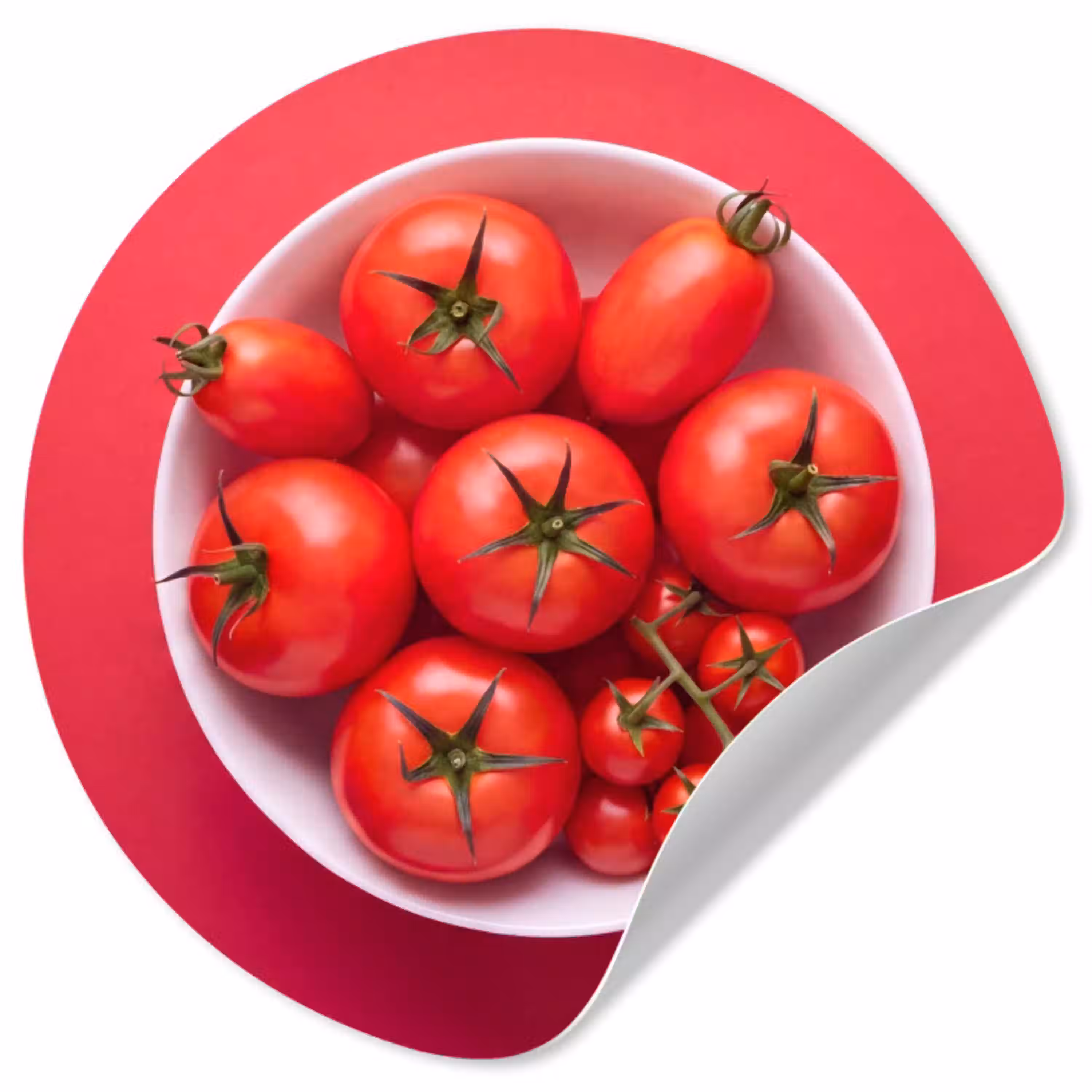 Eten - Kom - Rood Wandcirkel behangsticker klein -3d