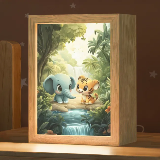 Olifant - Tijger - Bos - Jungle Light Box met kabel klein -zzz_3d_website