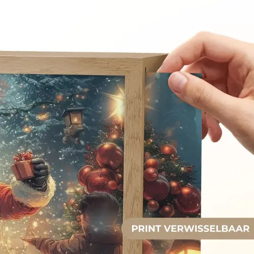 Kerstvreugde - Sneeuw - Kleurrijk Light Box met batterij (Wandlamp) middel -USP_websiteprintNL
