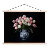 Bloemen - Roze - Tulpen - Vaas textielposter latten blank klein -3d