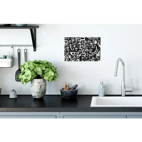 Symbolen - Abstract - Grafisch - Zwart Muursticker klein -keuken