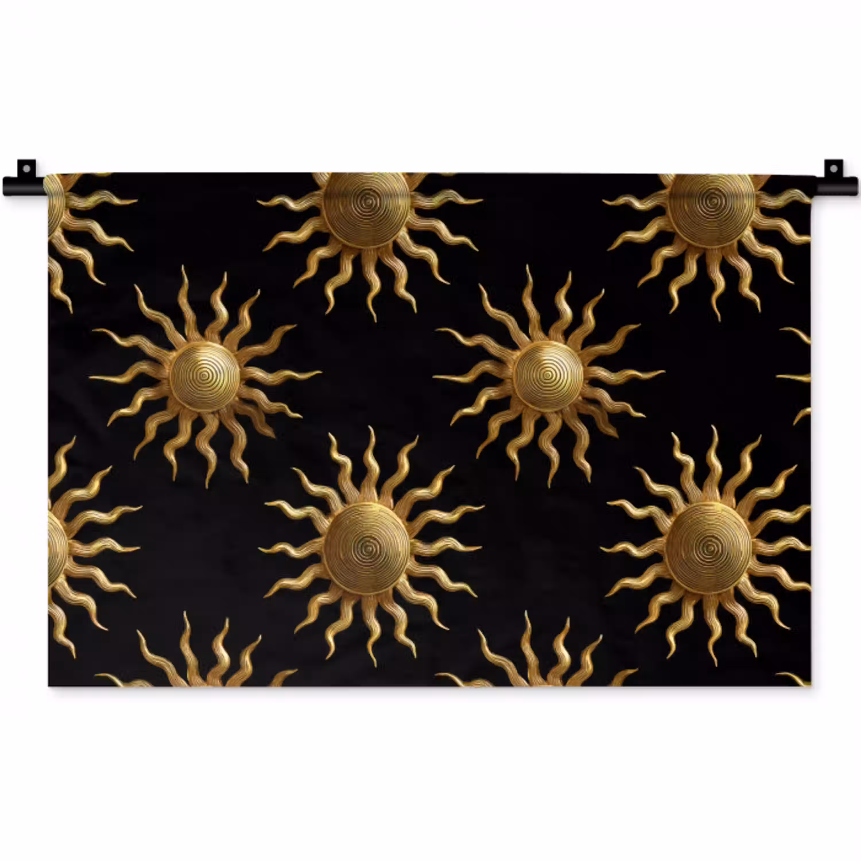 Zon - Patroon - Luxe - Goud - Zwart Wandkleed katoen klein 269 -zz3d