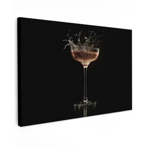 Cocktail - Zwart - Spetters - Glas canvas 2cm klein -z3d