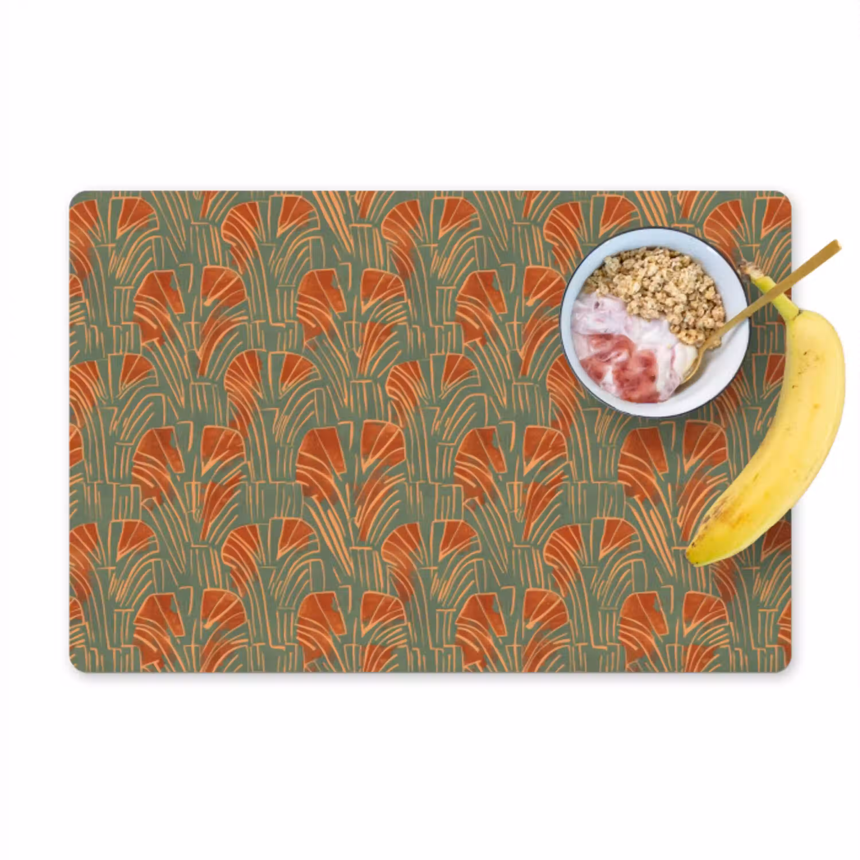 Groen - Terracotta - Deco - Waaiers Placemat vinyl groot 368 -zzzproduct_Kitchenyeah-website