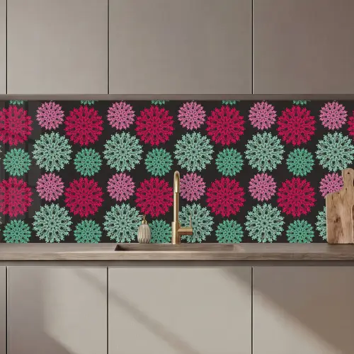 Bloemen - Vintage - Roze - Turquoise - Patronen keuken achterwand 2 middel 871 zz_3dshopping