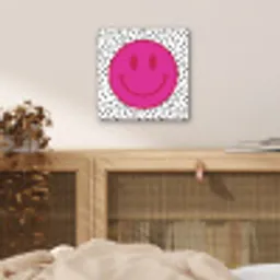 Smiley - Roze - Stippen aluminium wit klein -sfeer3