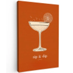 Cocktail - Oranje - Zomer - Quote Tuinposter op houten frame 2 cm dik klein -3d