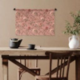 Botanisch - Bloemen - Roze Wandkleed katoen klein 269 -sfeer6
