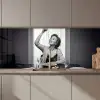 Vrouw - Spaghetti - Zwart - Wit keuken achterwand 2 middel zz_3dshopping
