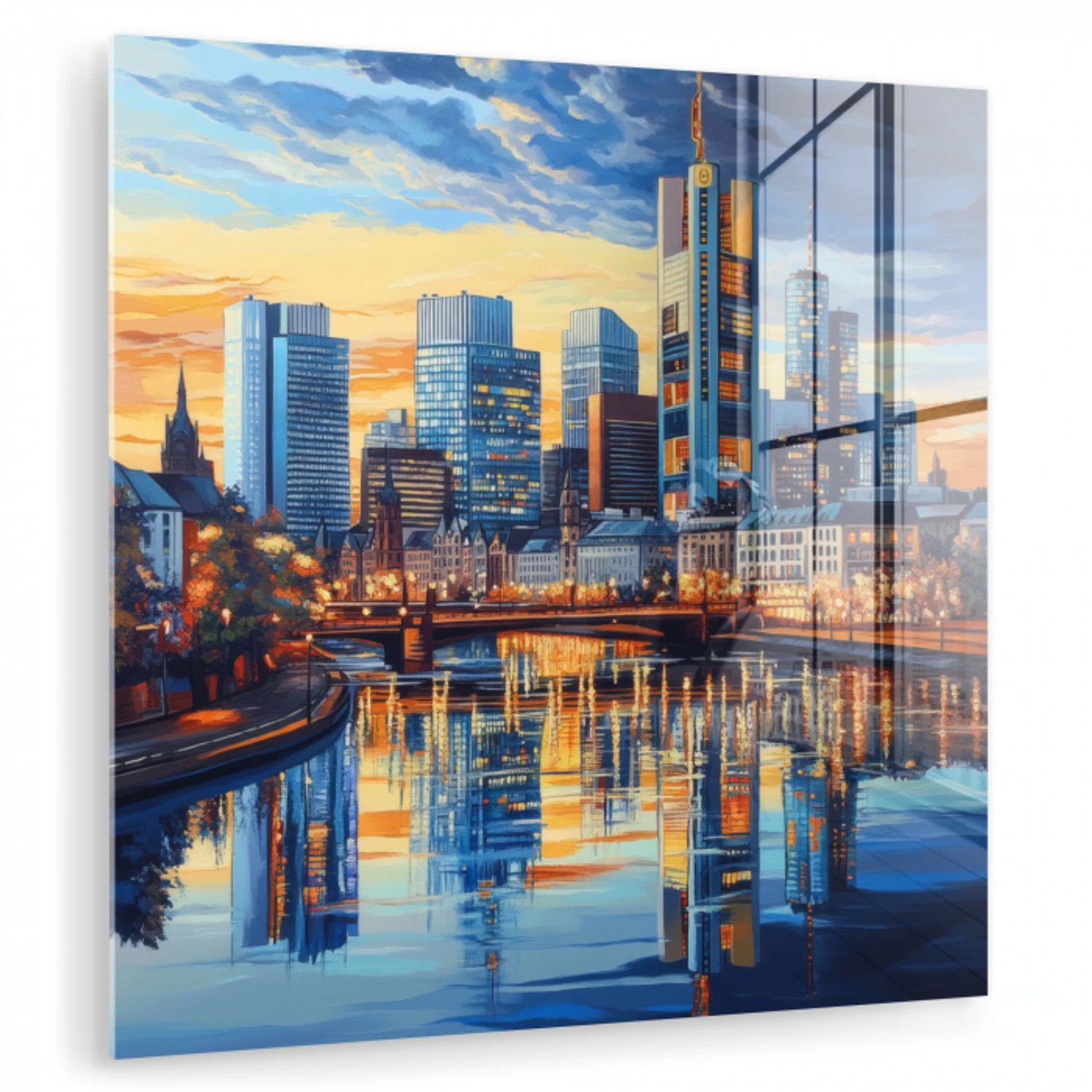 Zonsondergang Frankfurt - Stad - Skyline - Water plexiglas 5mm klein -zzzproduct_nieuw