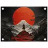 Krijger - Rode trappen - Zon - Berg tuinposter los doek klein -3d