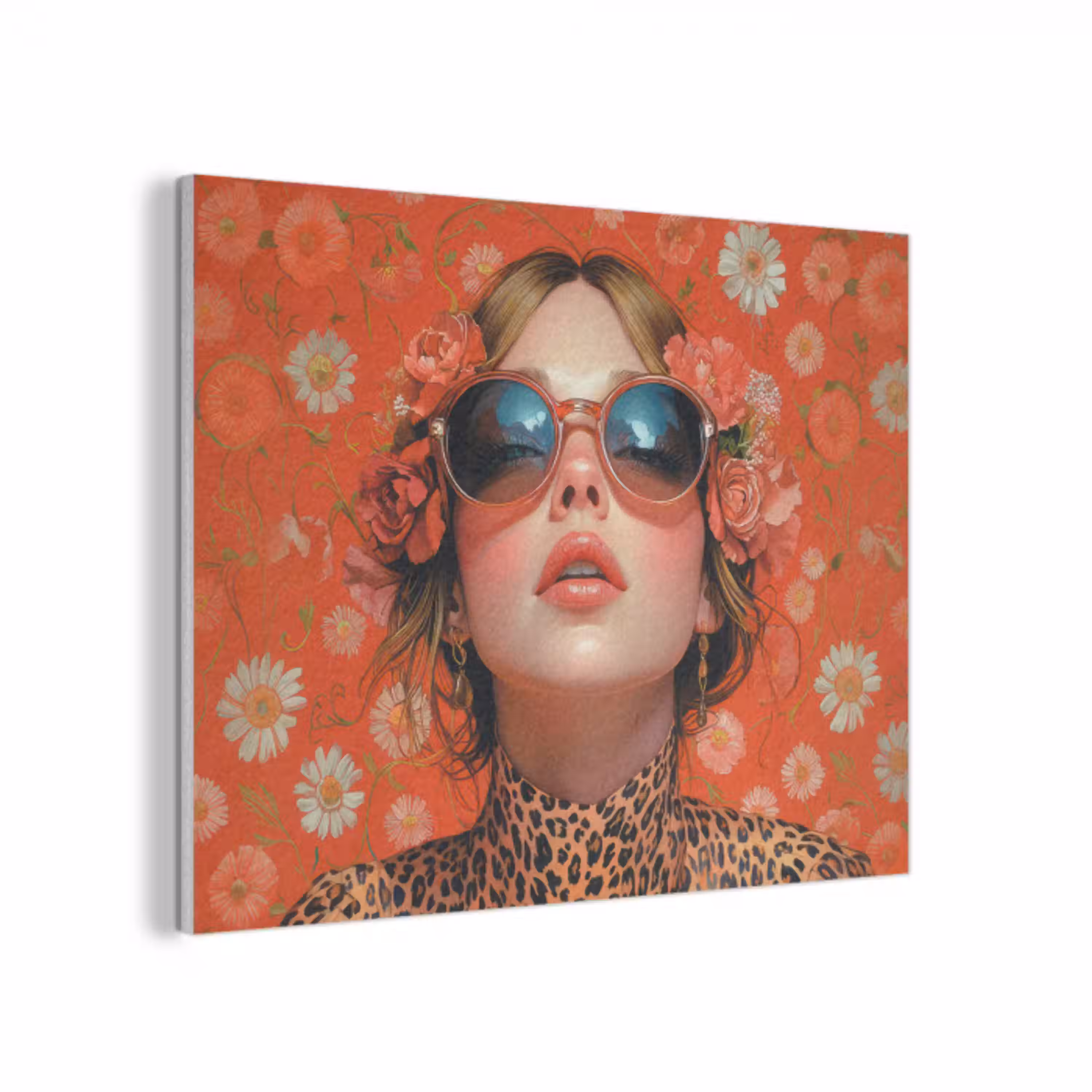 Vrouw - Kleurrijk - Dierenprint - Bloemen PET vilt klein -3d
