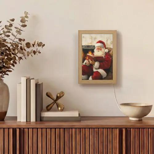 Kerst - Kerstman - Winter - Open Haard Light Box met kabel (Tafellamp) klein -sfeer2
