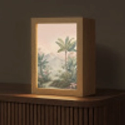 Tropisch landschap - palmbomen - Bloemen - Roze lucht Light Box met kabel (Tafellamp) klein -z3d_website