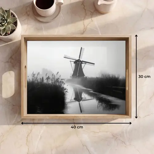 Molen - Weerspiegeling - Landschap - Water Dienblad Rechthoek middel -USP_Formaat