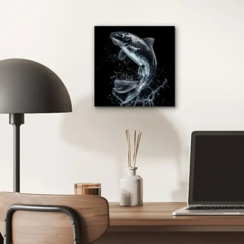 Vis - Koi - Zwart - Water aluminium wit klein -sfeer5