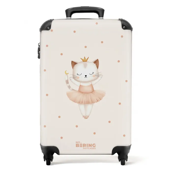 Ballerina kitten in beige kleuren NBS - Handbagage koffer - Volwassenen Unisex middel -productfoto_recht