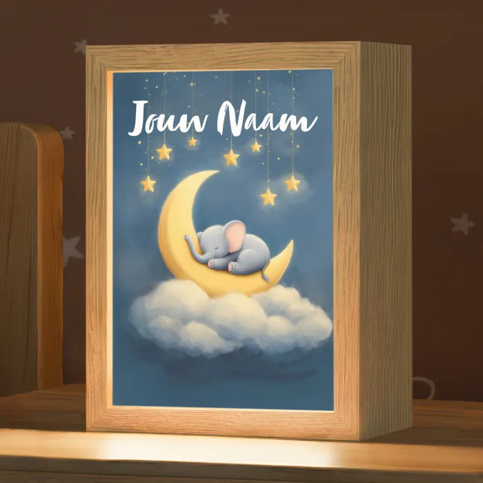 Sterren - Olifant - Maan - Wolken Light Box met kabel (Kinderlampje) klein -zzz_3d_website