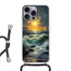 Zee - Zon - Golven - Rotsen Hoesje iPhone 16 Pro Max met koord klein -3d