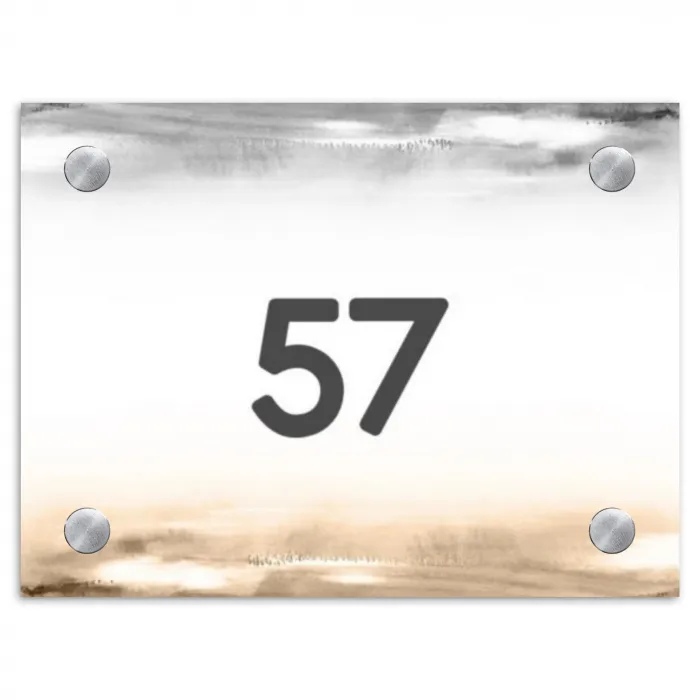 Aquarelachtergrond - Zwart beige - Traditioneel Naambord Rechthoek middel -3d