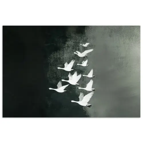 Vogel - Japandi - Groen poster papier klein -3d