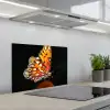 Vlinder - Bloemen - Insect - Portret - Zwart - Oranje keuken achterwand spatscherm klein -3d_schuin