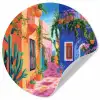 Geel - Blauw - Oranje - Huis Wandcirkel behangsticker klein -3d