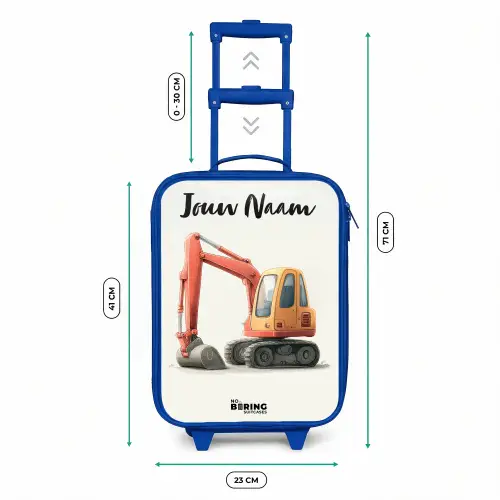 Graafmachine - Getekend - Oranje Kinderkoffer - Blauw klein -productfoto_formaten